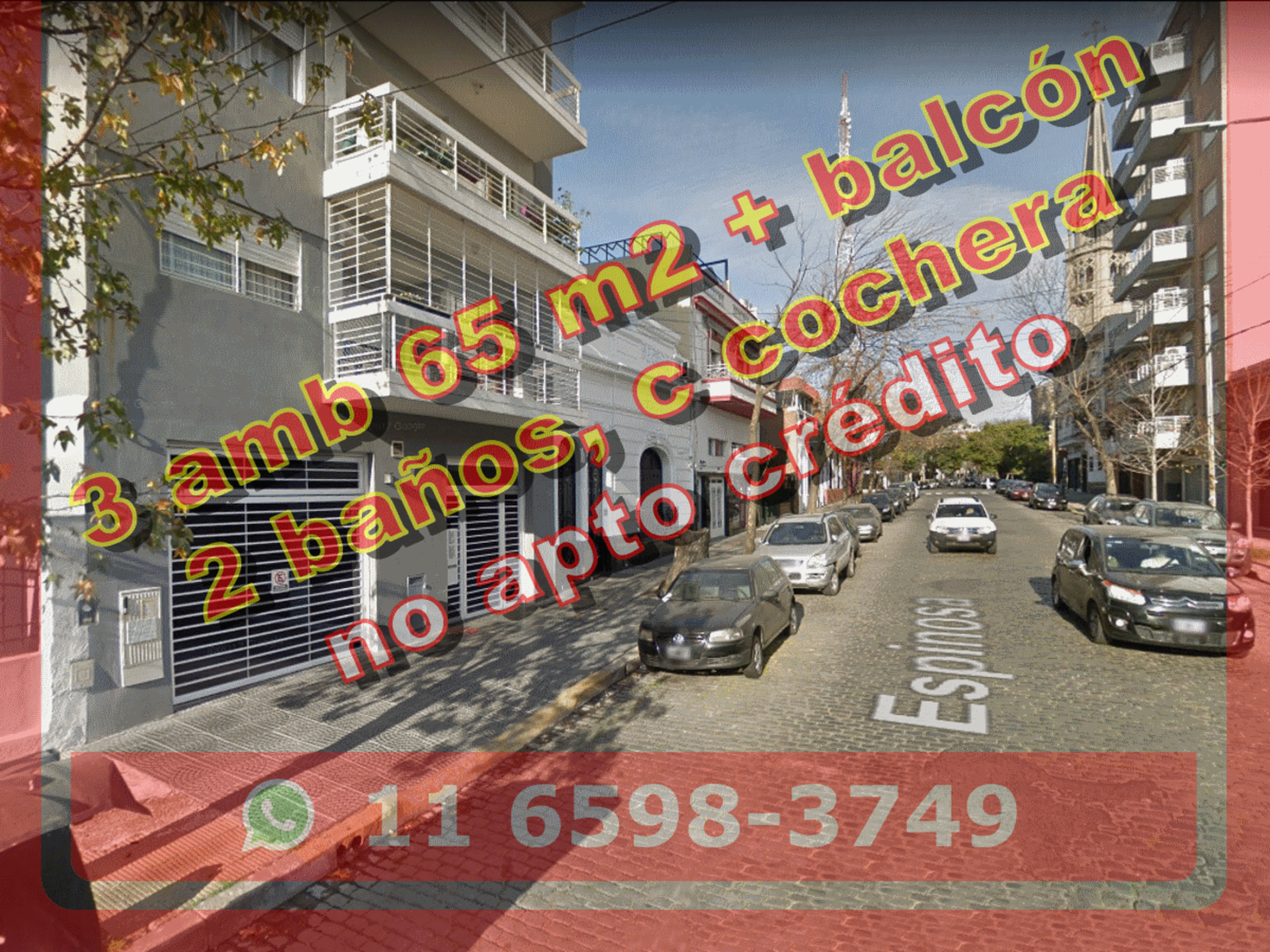 Departamento en Venta en Caballito 3 ambientes 65 m2 + balcón y cochera, al frente - Espinosa 1100