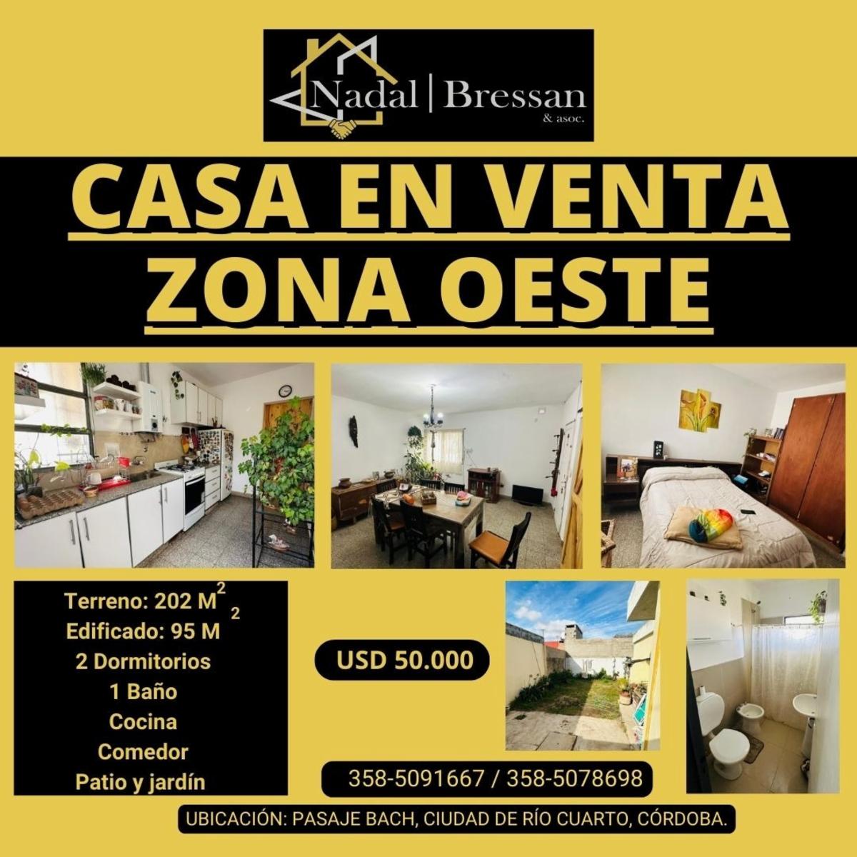 CASA EN VENTA PASAJE BACH, RIO CUARTO, CÓRDOBA.
