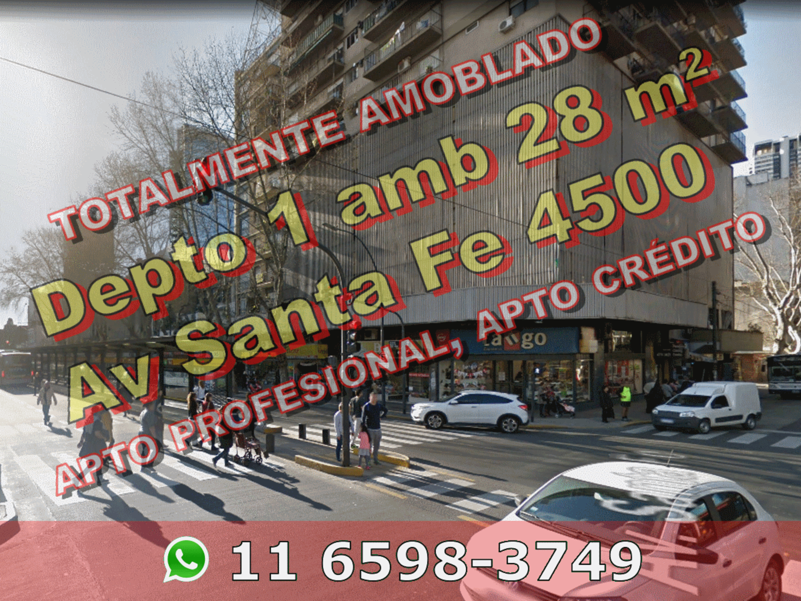 Departamento en Venta en Palermo Nuevo 1 ambiente 28 m2 c balcón francés, amoblado – Av Santa Fe 4500