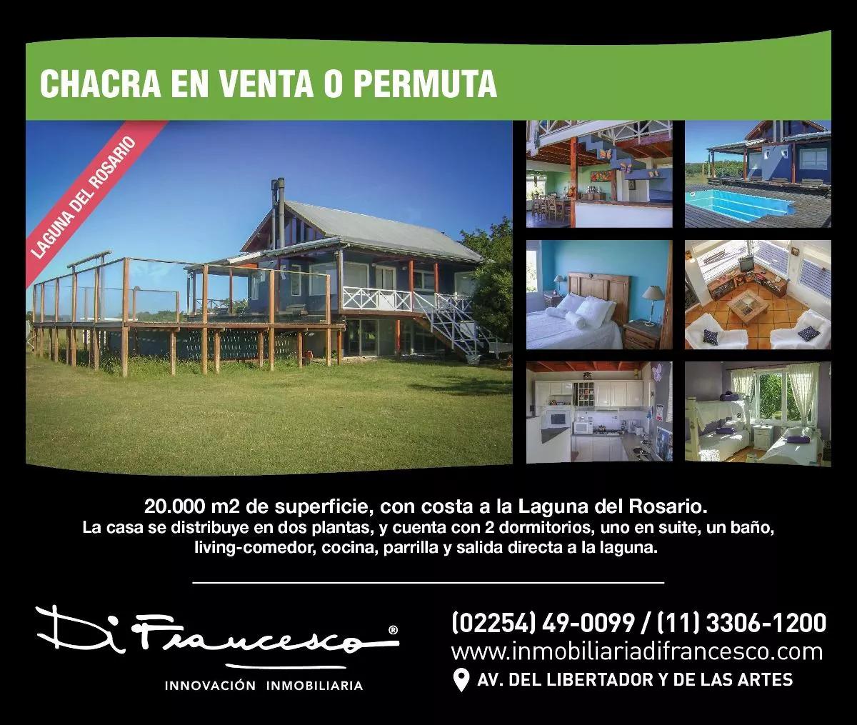 Chacra 20.000 Mts En Laguna De Rosario. A Metros De Pinamar. Venta o permuta!!
