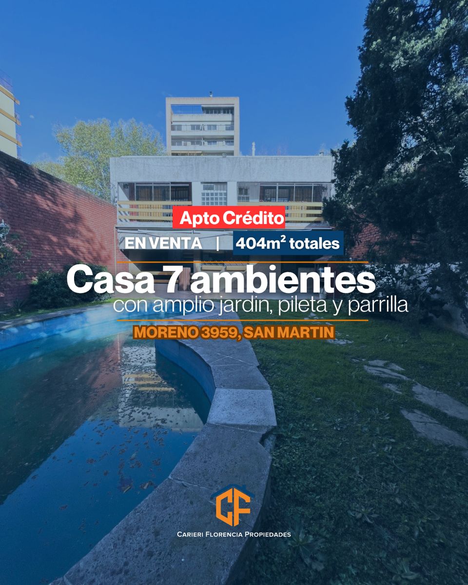 CASA 7 AMBIENTES EN VENTA EN SAN MARTIN CENTRO CON AMPLIO JARDIN Y PILETA