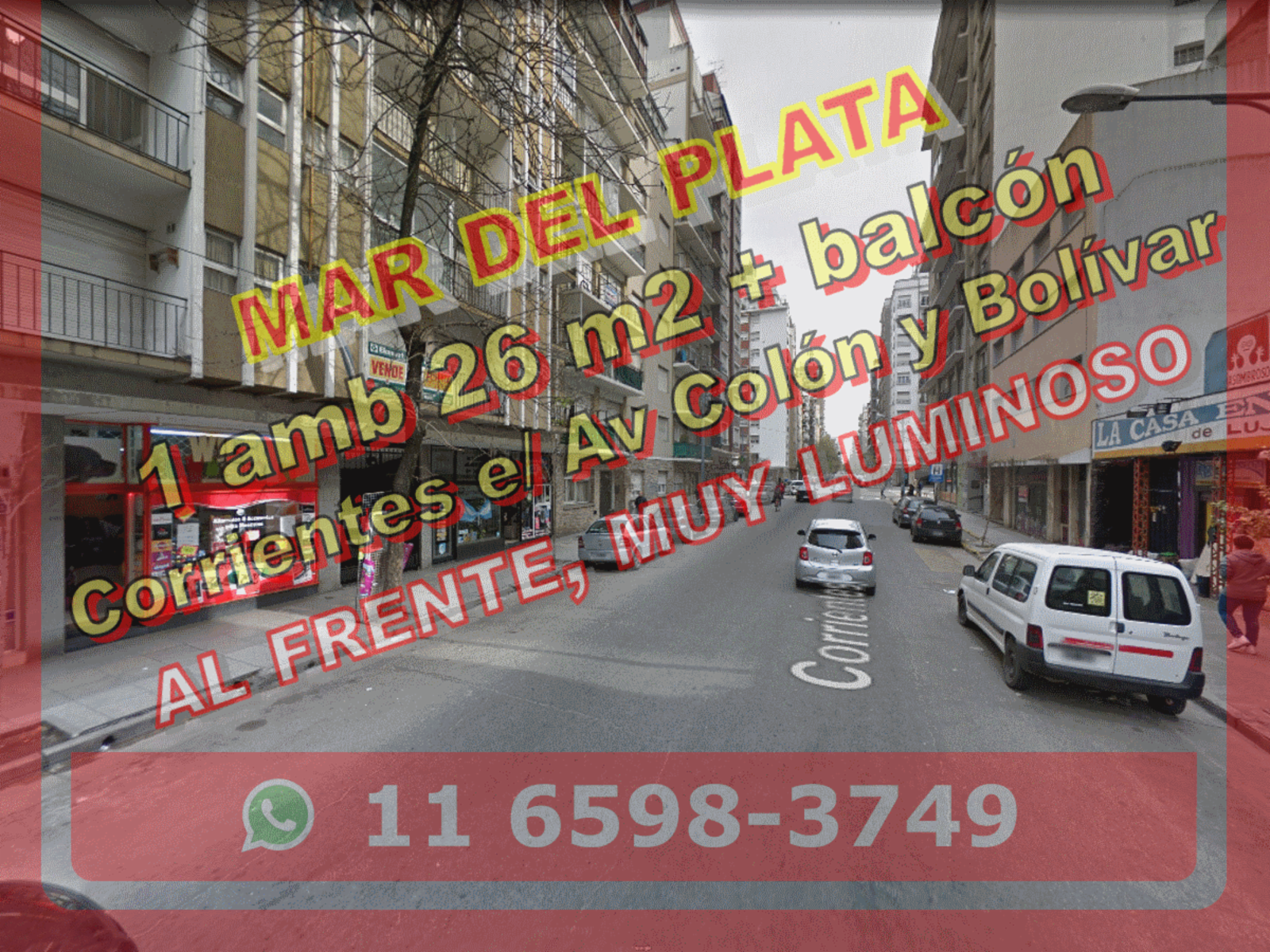 MAR DEL PLATA - Departamento en Venta céntrico 1 ambiente 26 m2 + balcón - Corrientes 2100