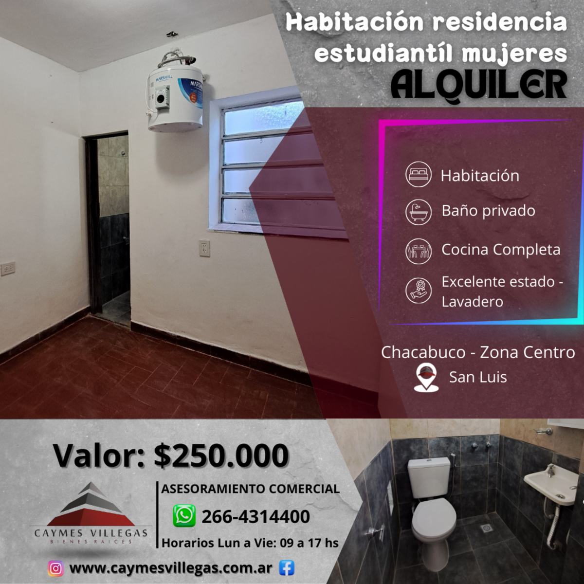 Alquiler de Habitación en Residencia estudiantil para mujeres.