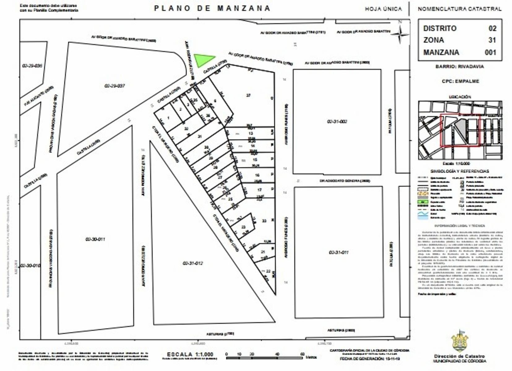 Retasado Venta Apto para Construir en Altura Lotes 30/02 y 31 638,70m2 a mtrs de Av. Sabattini z/Edificio Movistar en Barrio Rivadavia U$S85.000.