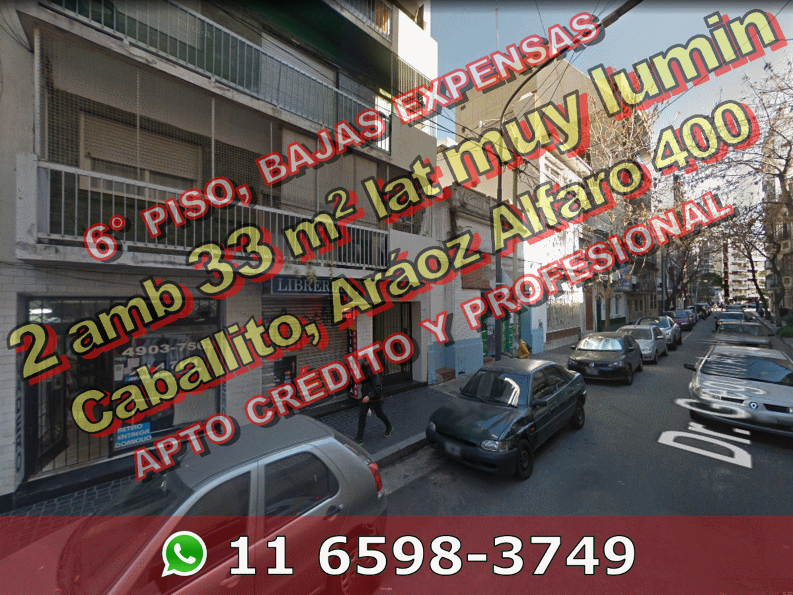 Departamento en Venta en Caballito 2 ambientes 33 m2 lateral muy luminoso, 6to piso – Dr G Aráoz Alfaro 400
