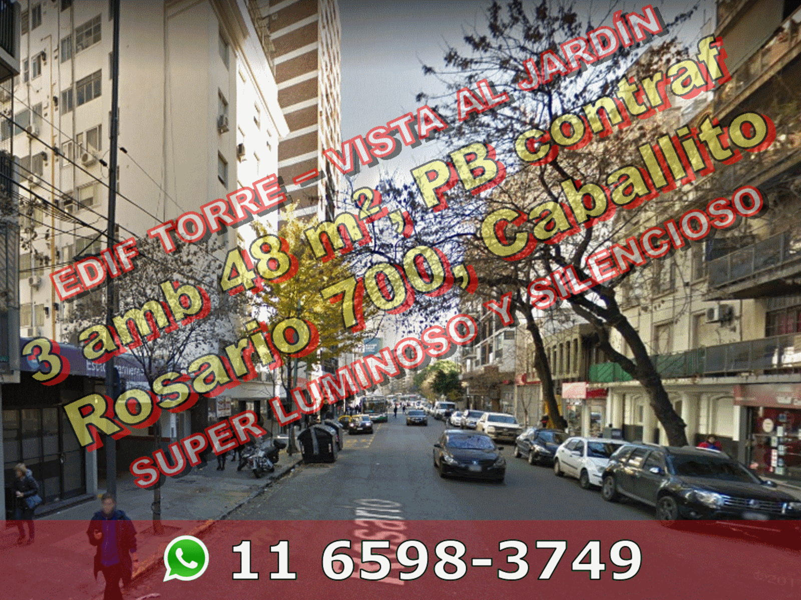 Departamento en Venta en Caballito 3 ambientes 48 m2, en PB contrafrente, vista al jardín – Rosario 700