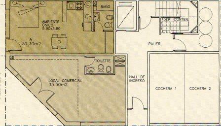 Monoambiente a estrenar, 35 m2. Callao 1499