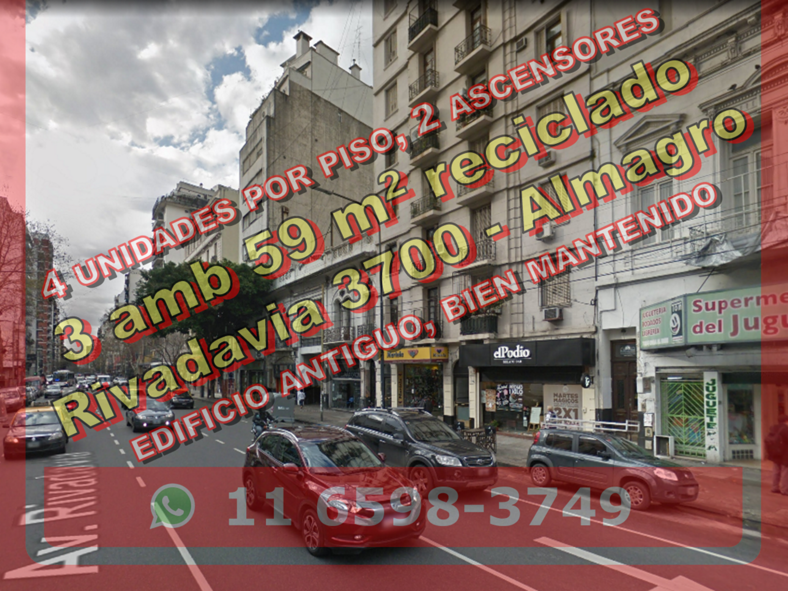 Departamento en Venta en Almagro 3 ambientes 59 m2 totalmente reciclado – Av Rivadavia 3700