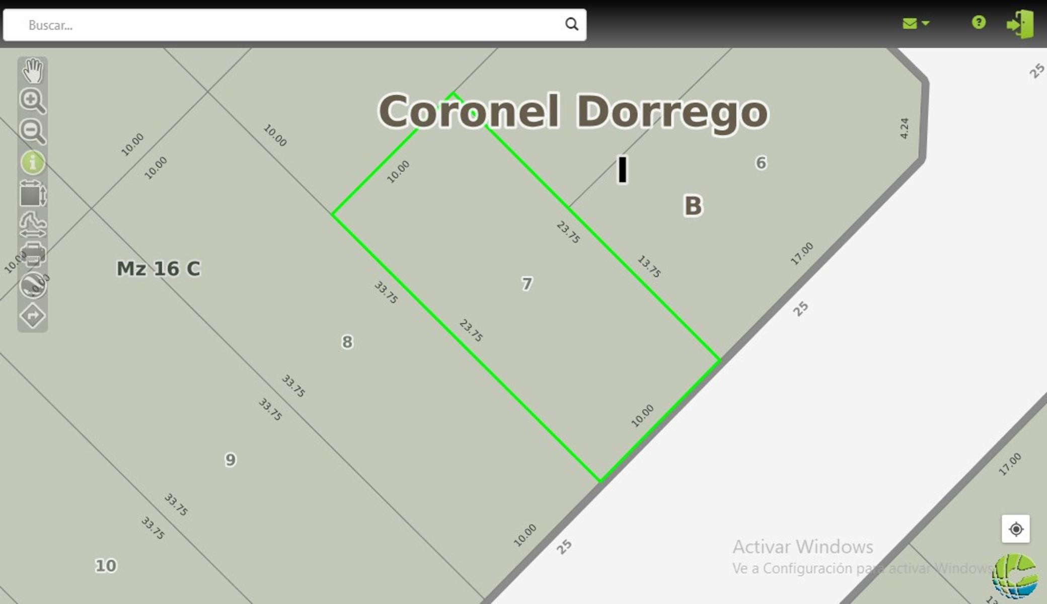 SE VENDE LOTE DE 10X23 SOBRE CALLE SCARVAGLIONE ENTRE SARMIENTO Y 9 DE ABRIL - CORONEL DORREGO