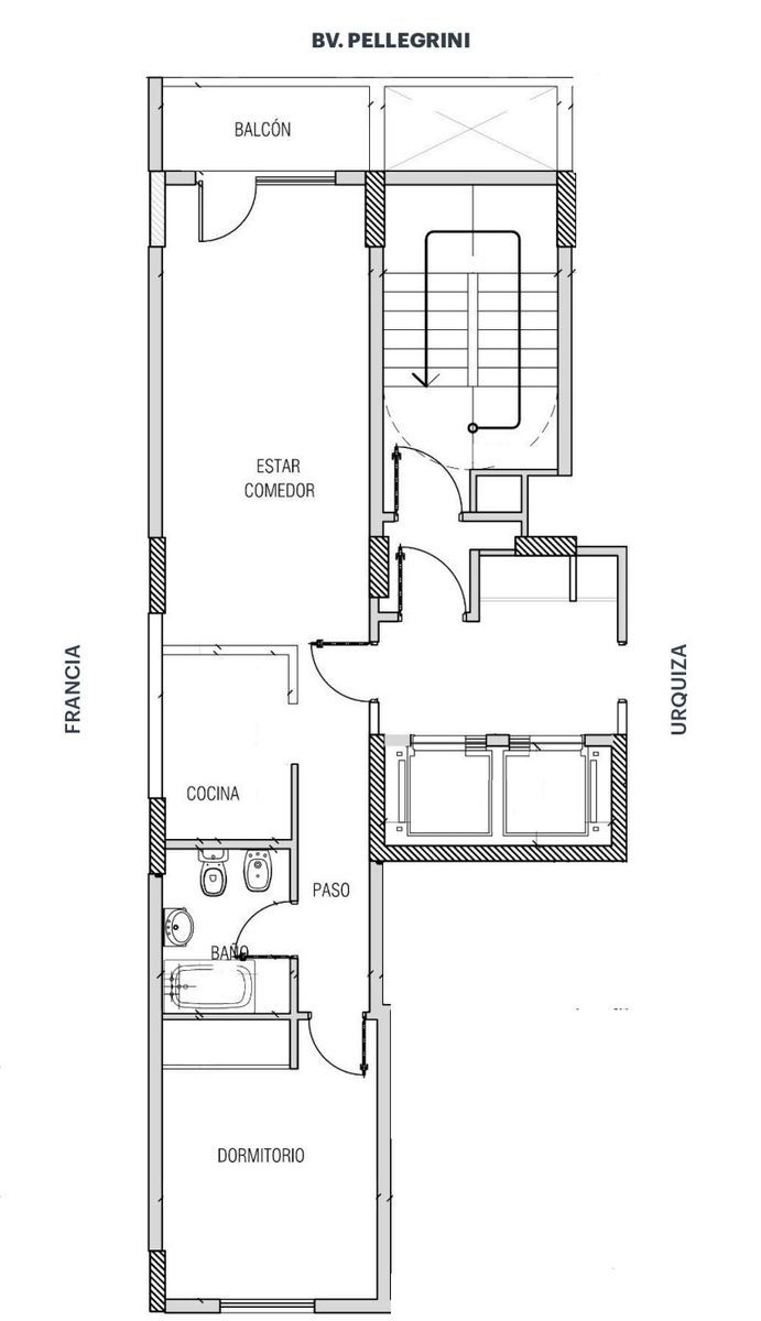 Departamento semi piso en venta un dormitorio sobre Bv. Pellegrini