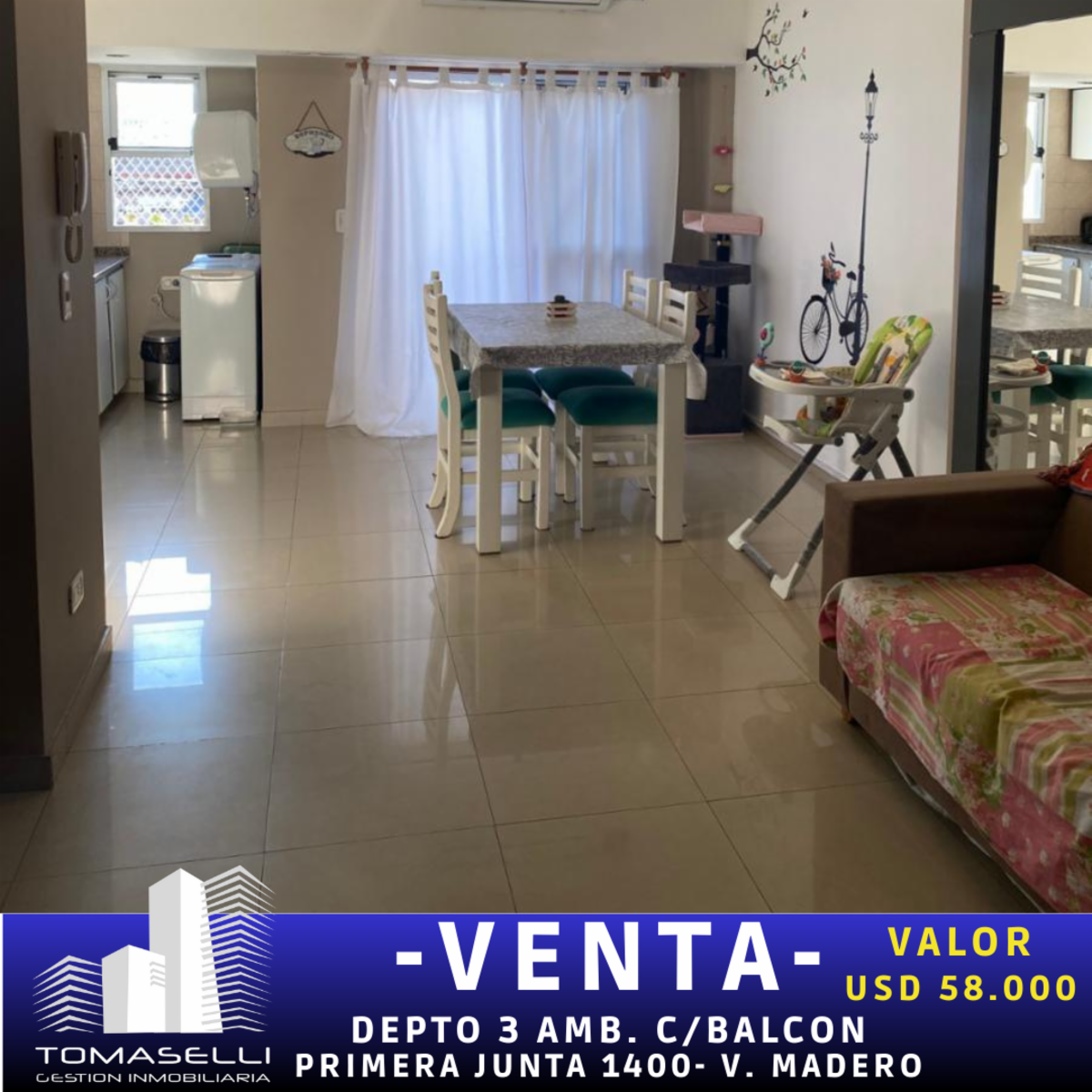 VENTA - EXCELENTE  DEPARTAMENTO 3 AMBIENTES - VILLA MADERO