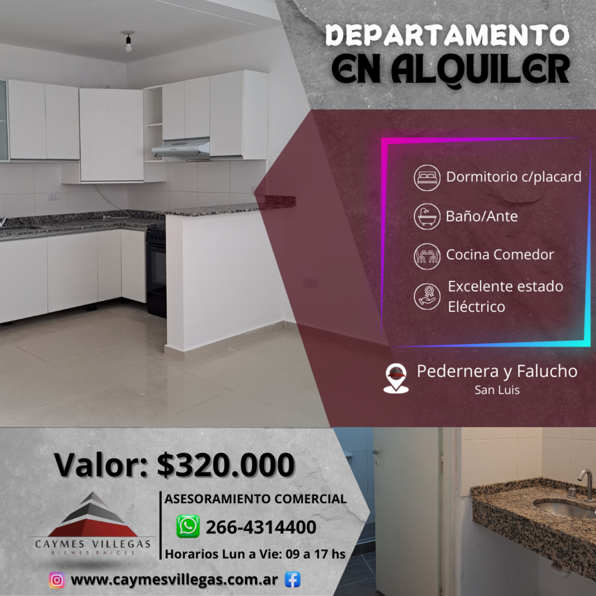 Departamento céntrico en alquiler - Pedernera a metros de Falucho.