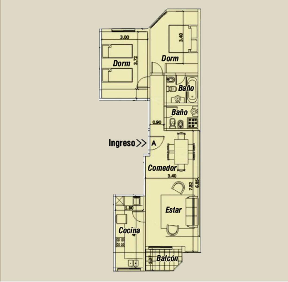 DEPTO 3 AMBIENTES EN ALQUILER 24 MESES