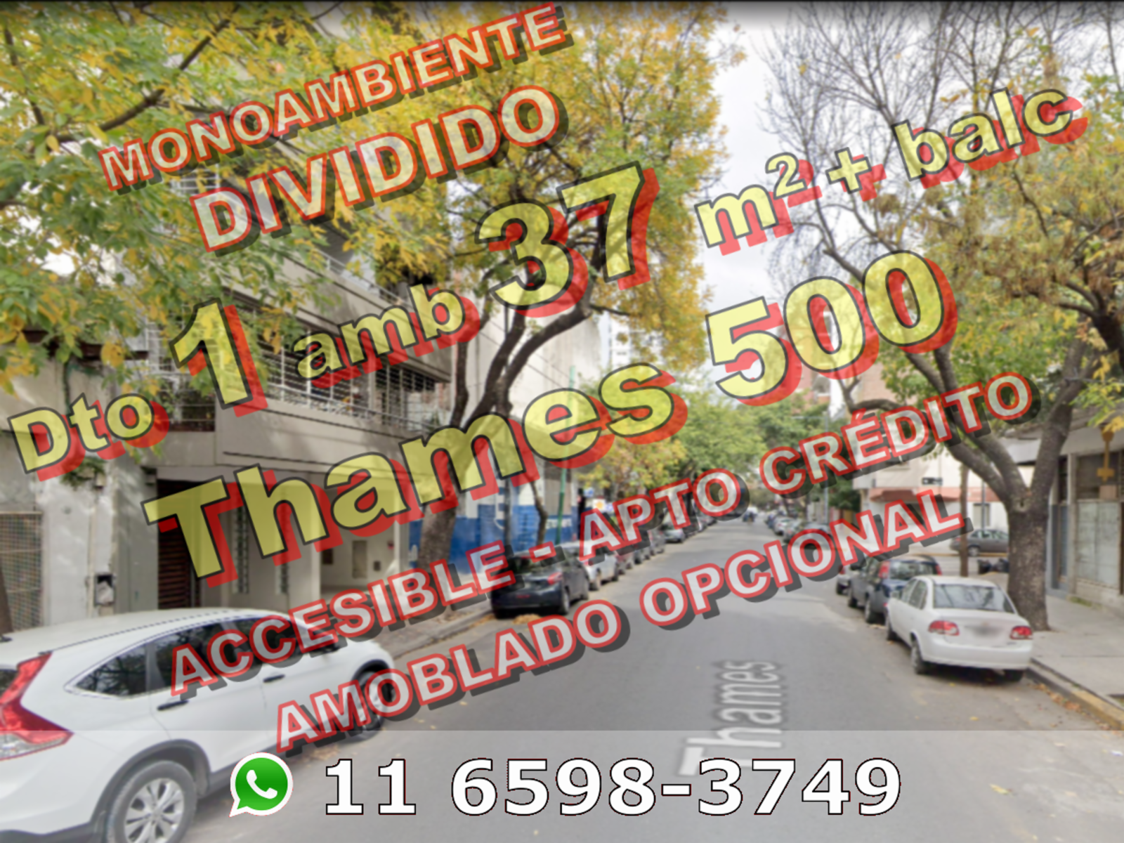 NUEVO PRECIO - CON AMENITIES - Departamento en Venta en Villa Crespo 1 ambiente dividido 37 m2 + balcón al frente - Thames 500