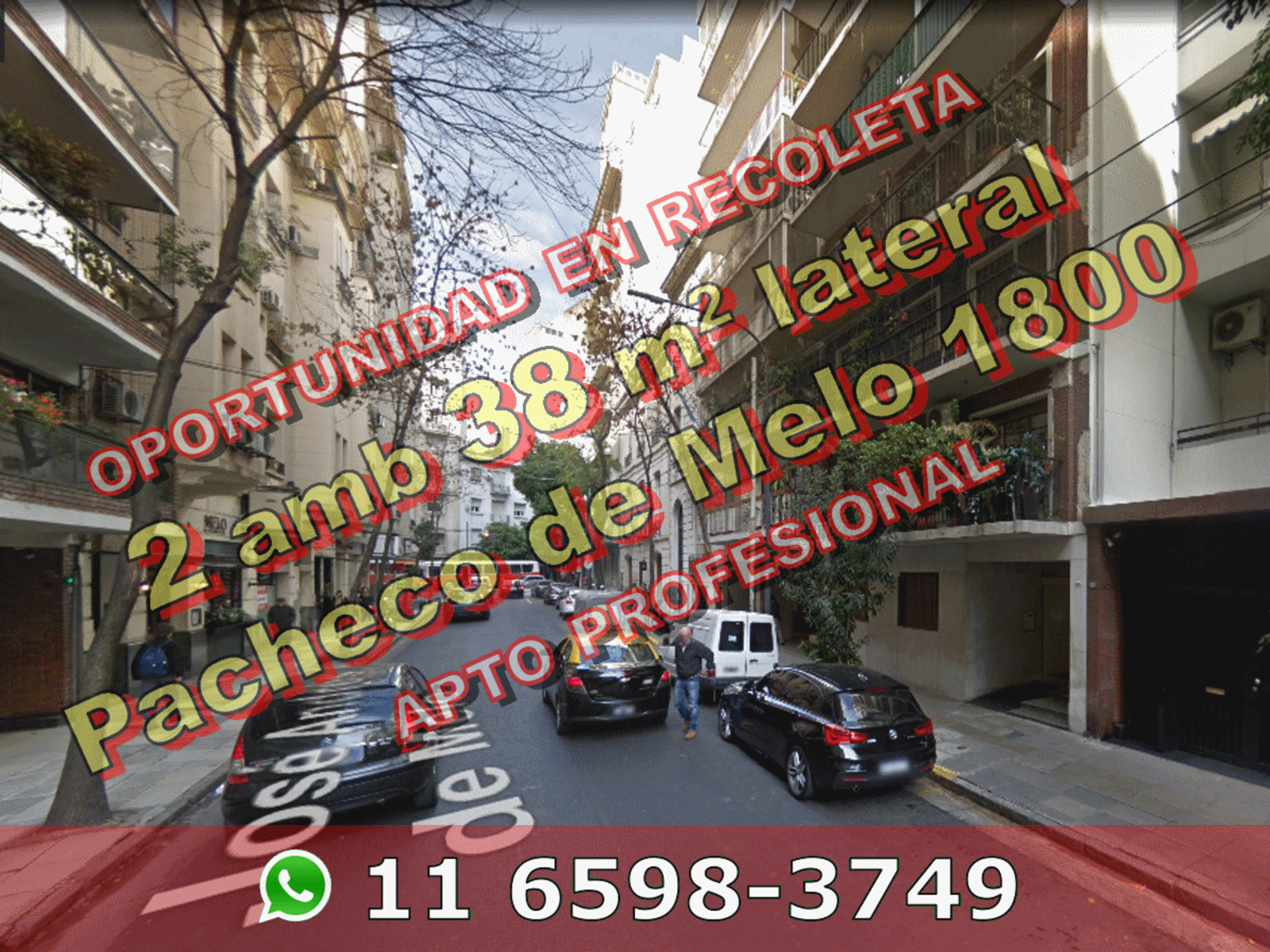 Departamento en Venta en Recoleta 2 ambientes 38 m2 – Jose Andres Pacheco de Melo 1800