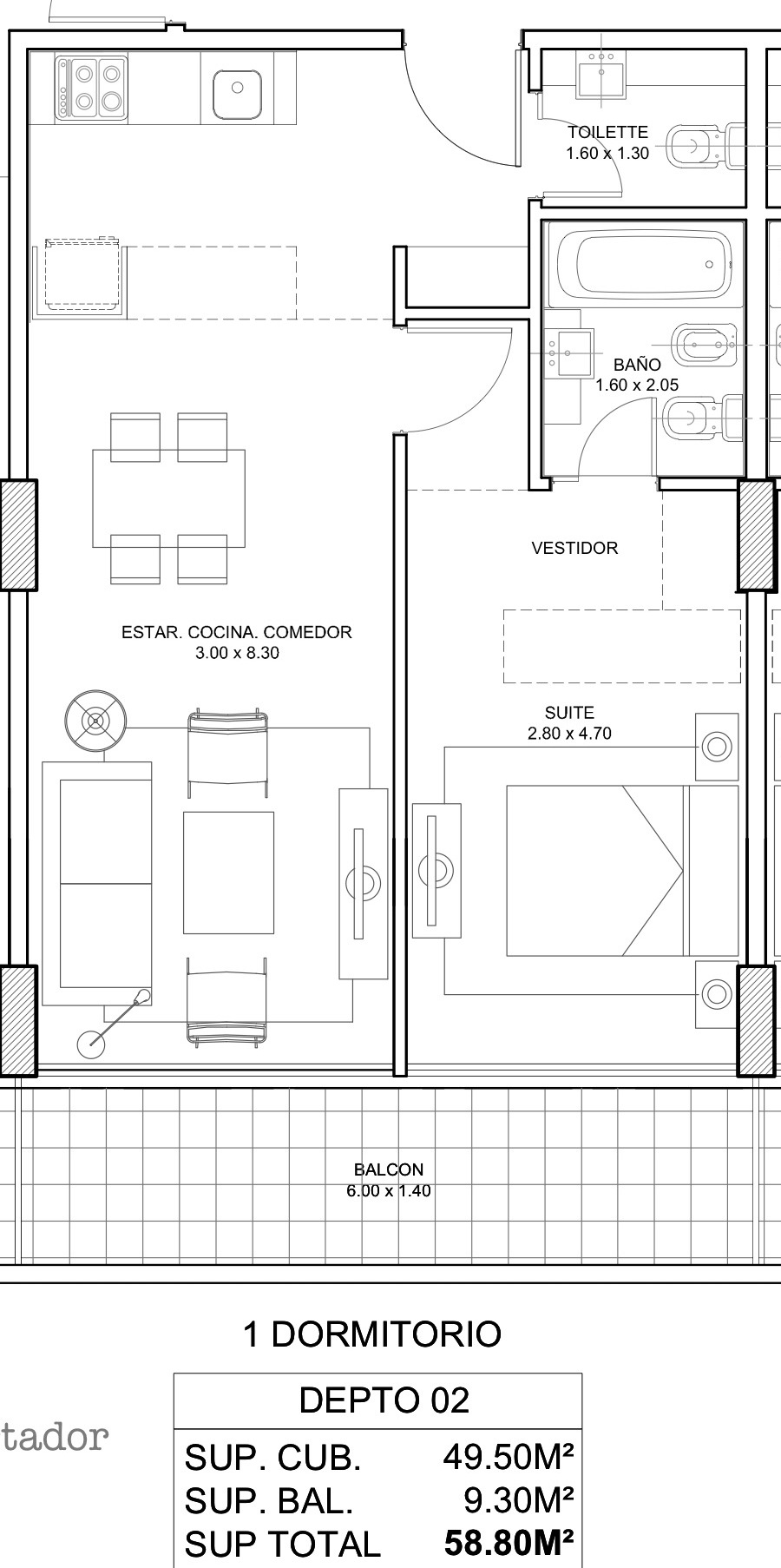 Espectacular 2 amb en Suite con Toilete incluye cochera