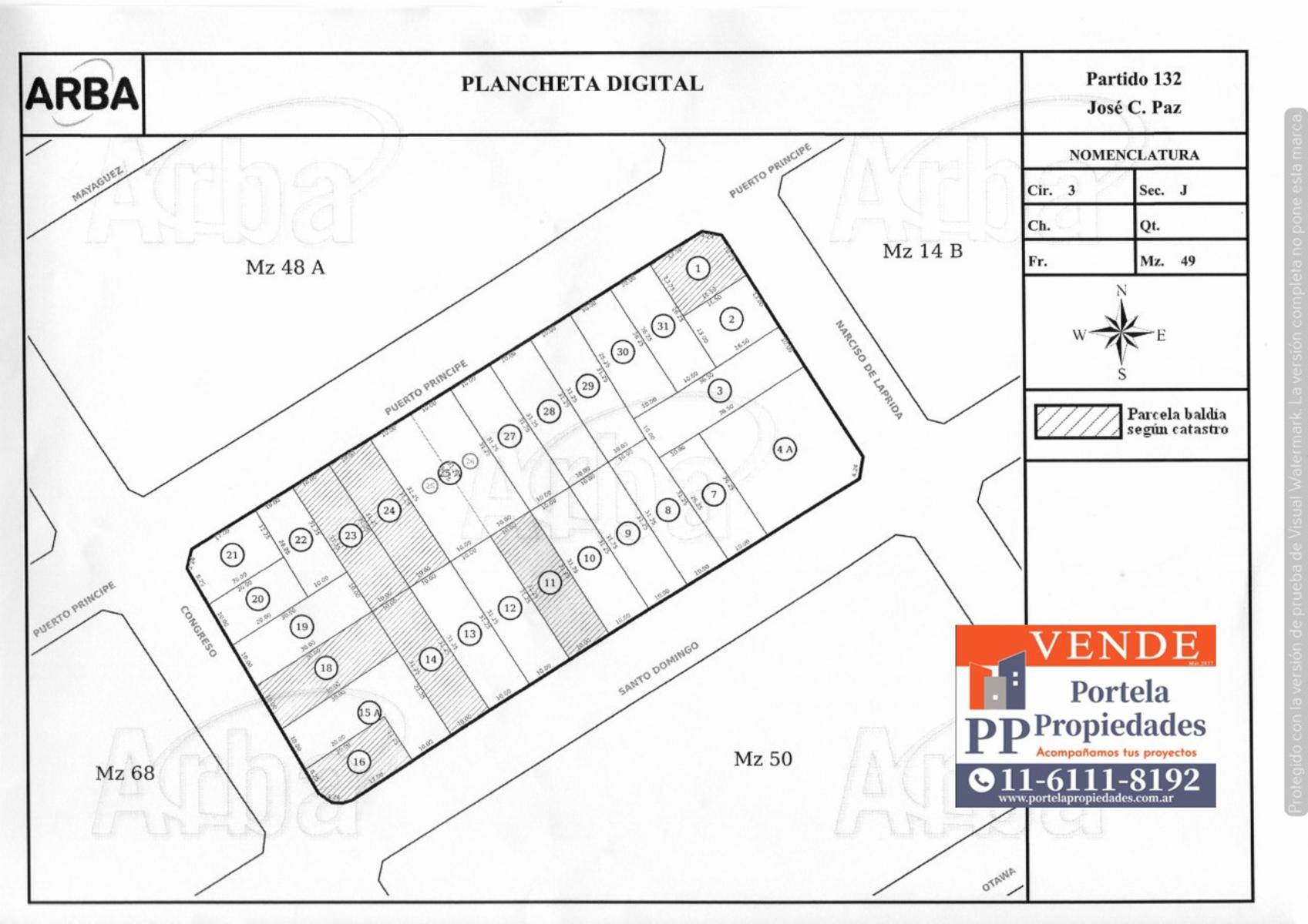LOTE  DE 312 M2 EN JOSE C. PAZ