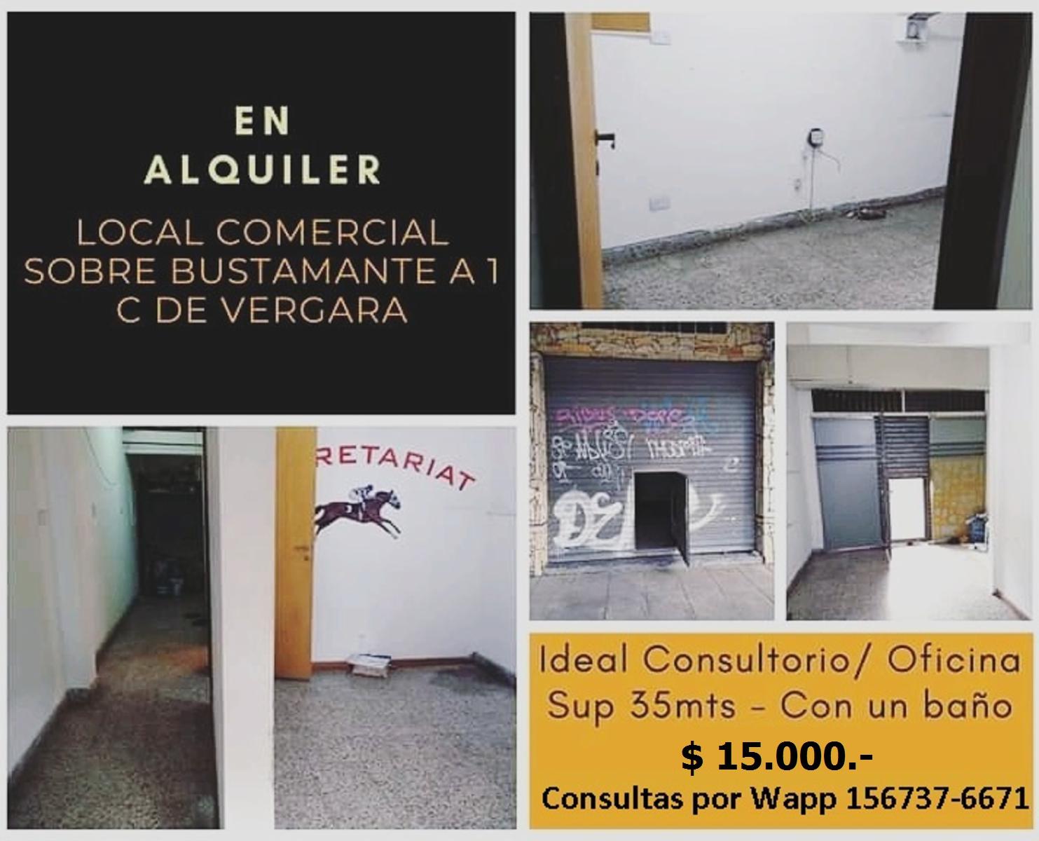 ALQUILO LOCAL COMERCIAL 35mts -  BUSTAMANTE A 100MTS DE AV VERGARA - HURLINGHAM