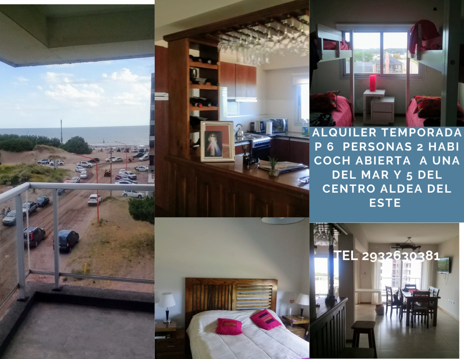 Hermoso depto en Aldea del Este para 6 personas a una del mar