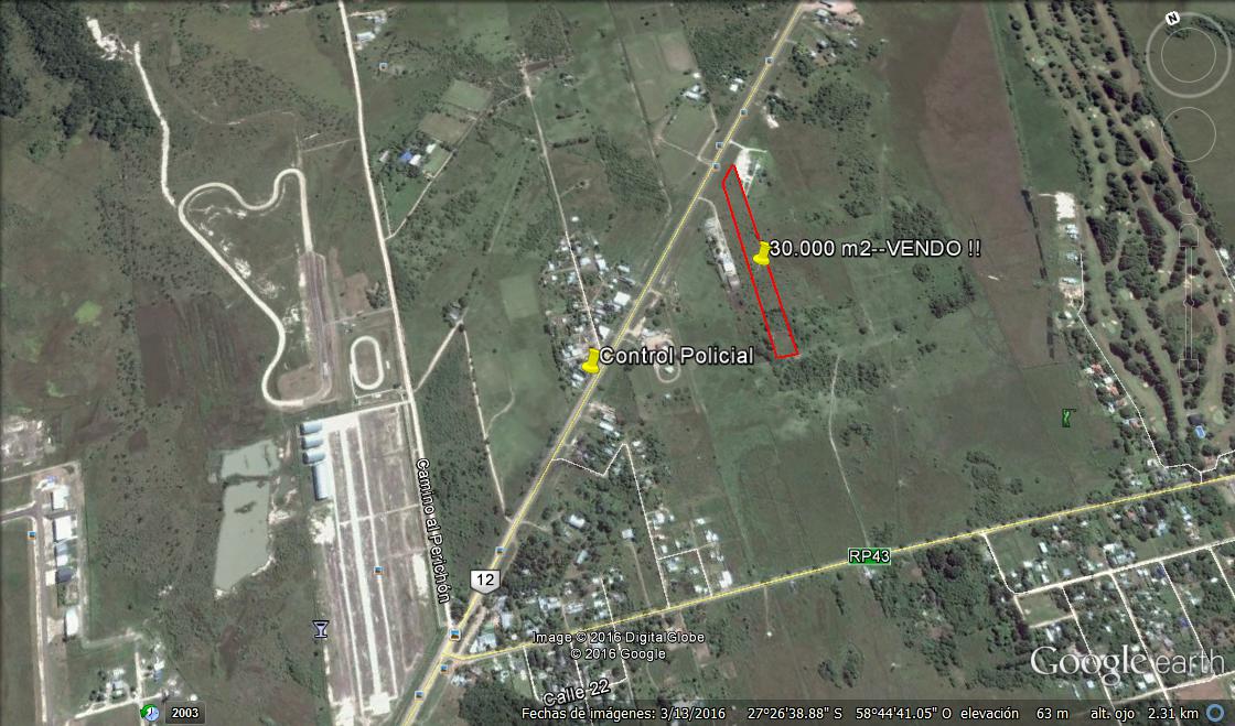 RC- Vende terreno sobre Ruta Nacional n| 12!! 30.000m2!! llegando a la ciudad !!