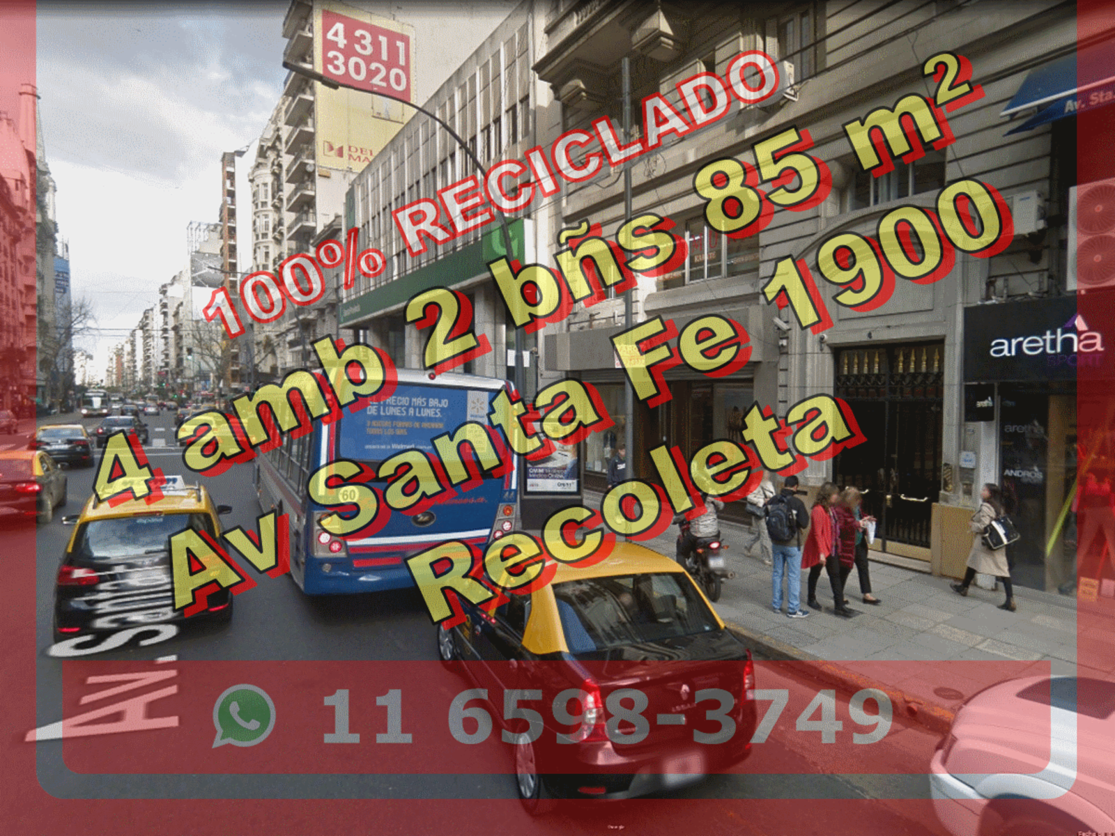 Departamento en Venta en Recoleta 4 ambientes 2 baños 85 m2, totalmente reciclado - Santa Fe 1900