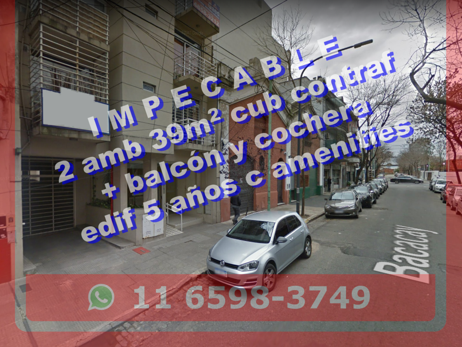 Departamento en Venta en Caballito 2 ambientes contrafrente 39 m2 + balcón + cochera + amenities - Bacacay 1700