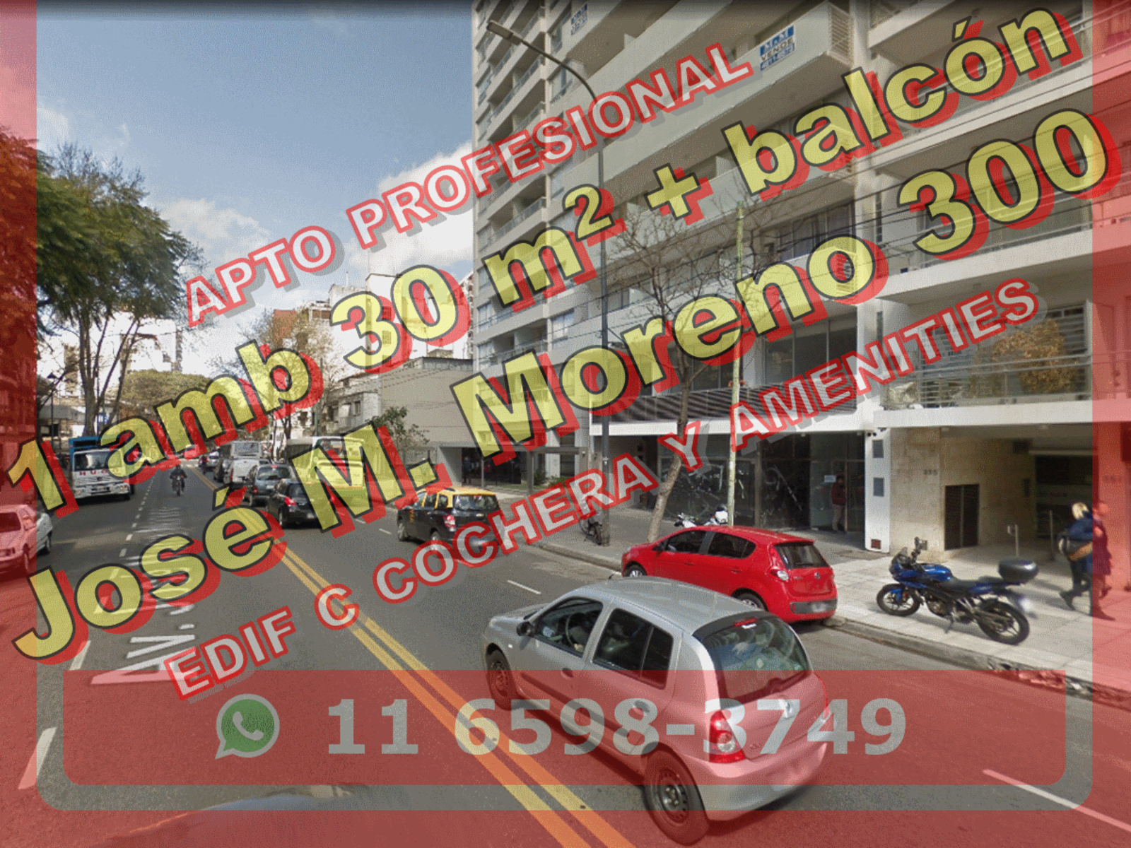 Departamento en Venta en Caballito 1 ambiente 30 m2 + balcón, contrafrente en edificio con cocheras y amenities – José María Moreno 300