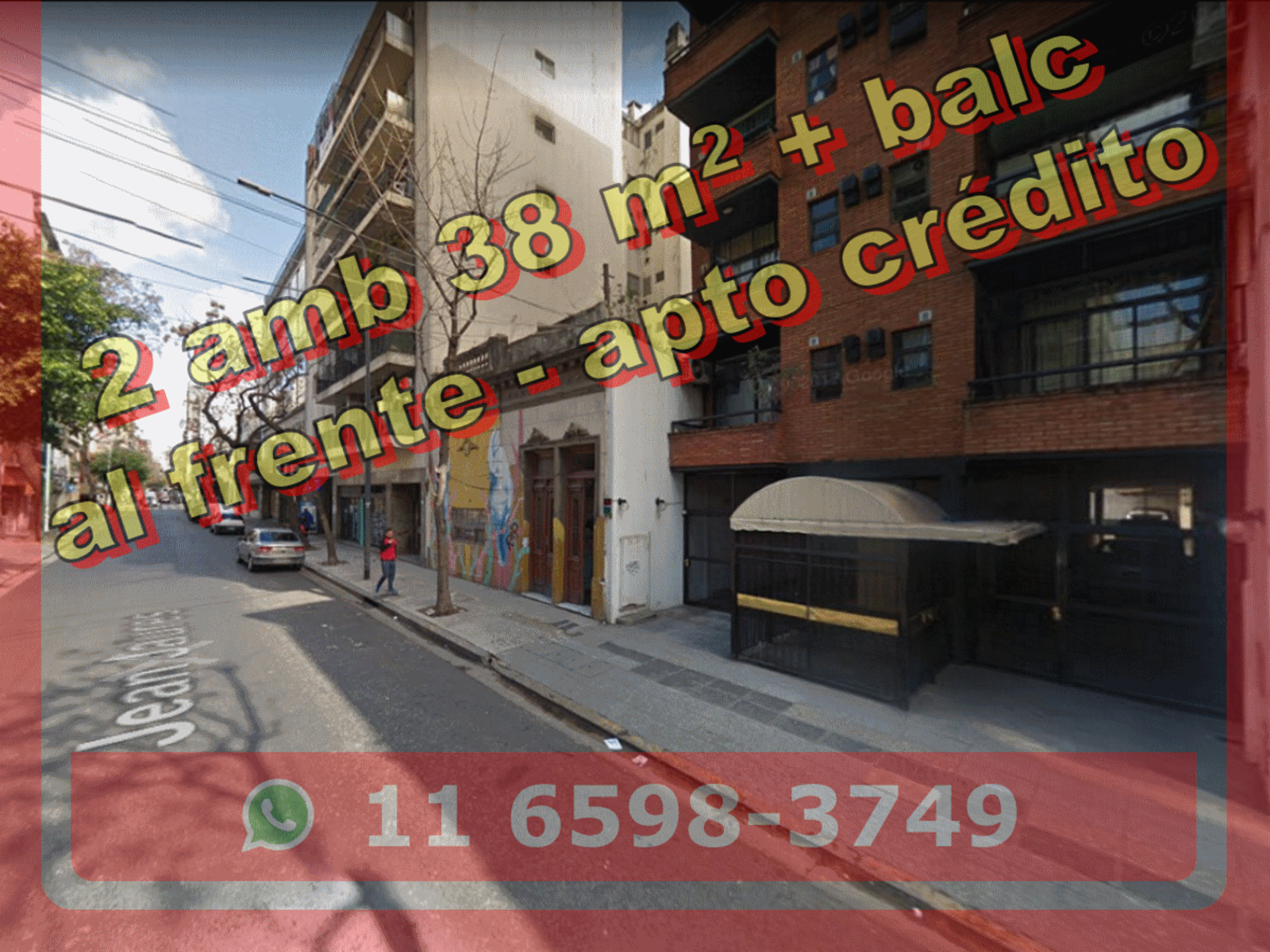 Departamento en Venta en Balvanera 2 ambientes 38 m2 + balcón, al frente - Jean Jaures 900