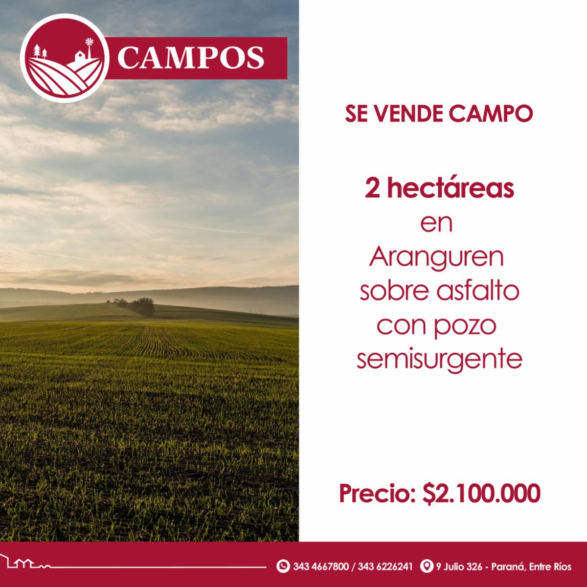 Se vende campo en zona de Aranguren