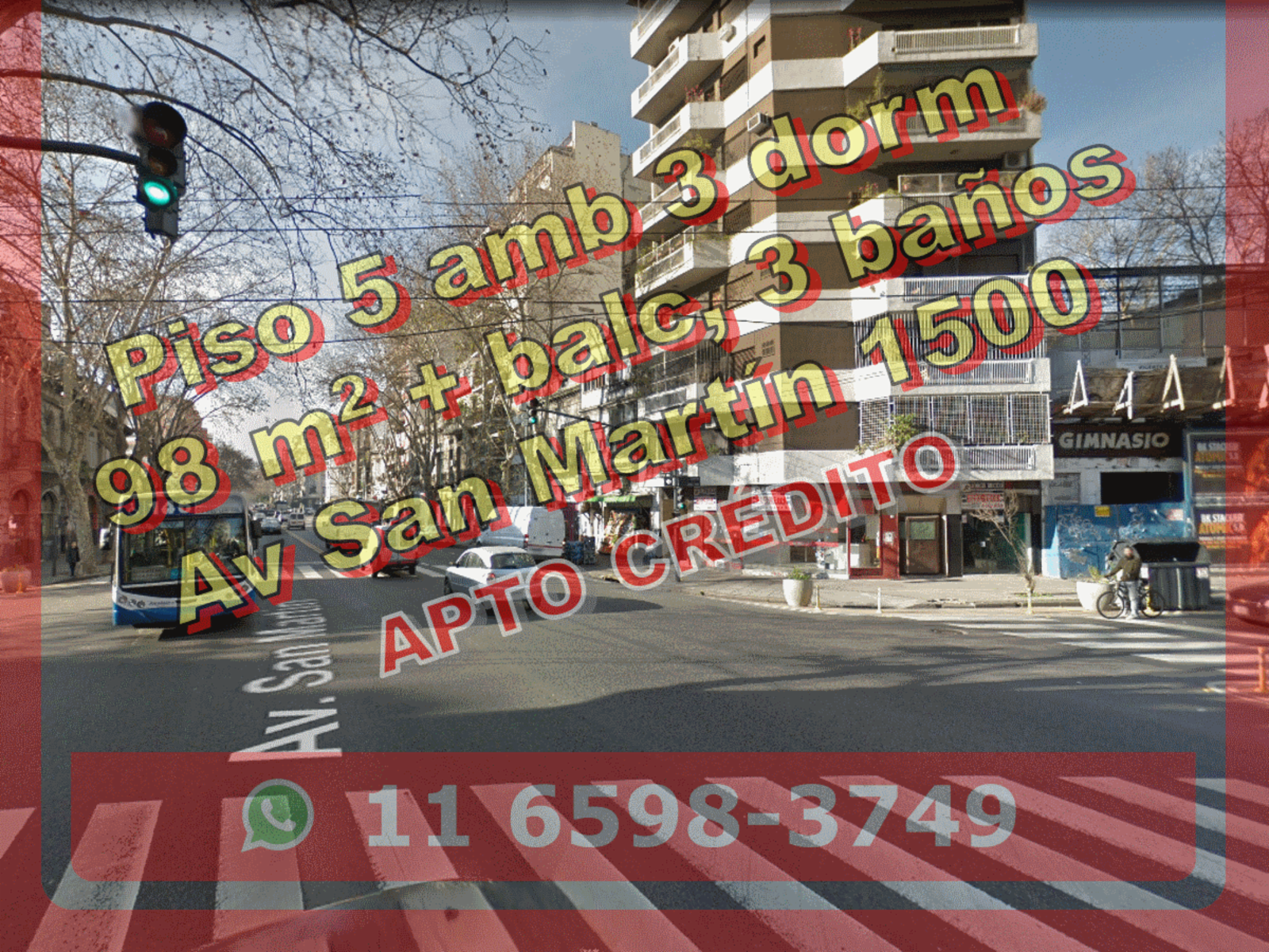 Departamento en Venta en Caballito, 5 ambientes 98 m2 + 2 balcones, 3 baños - Avenida San Martín 1500