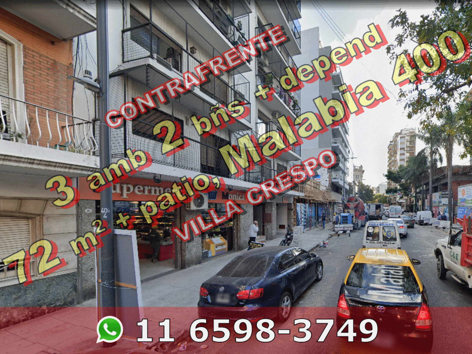 Departamento en Venta en Villa Crespo 3 ambientes 2 baños más dependencia, 75 m2 + patio, al contrafrente - Malabia 400