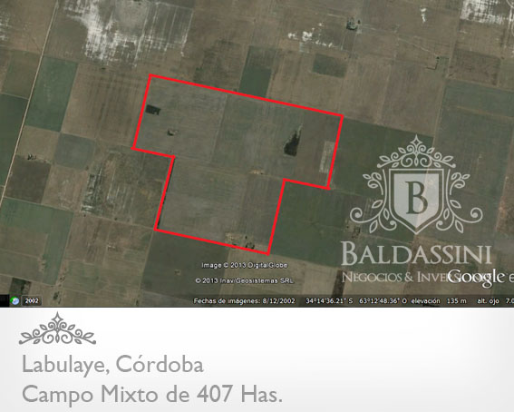 CAMPO DE 407 HECTÁREAS EN LAOBULAYE - CÓRDOBA - CAMPO MIXTO CON INSTALACIONES GANADERAS