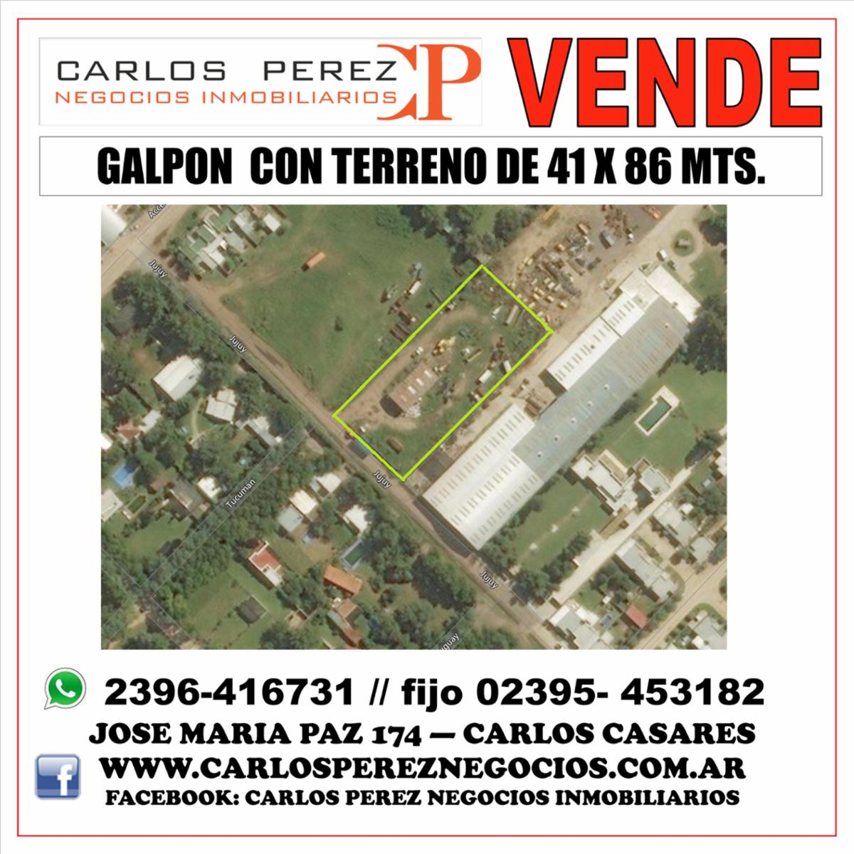 GALPON DE 10 X 20 MTS. CON GRAN TERRENO DE 40 X 86 MTS. EN BARRIO LAS NAZARENAS