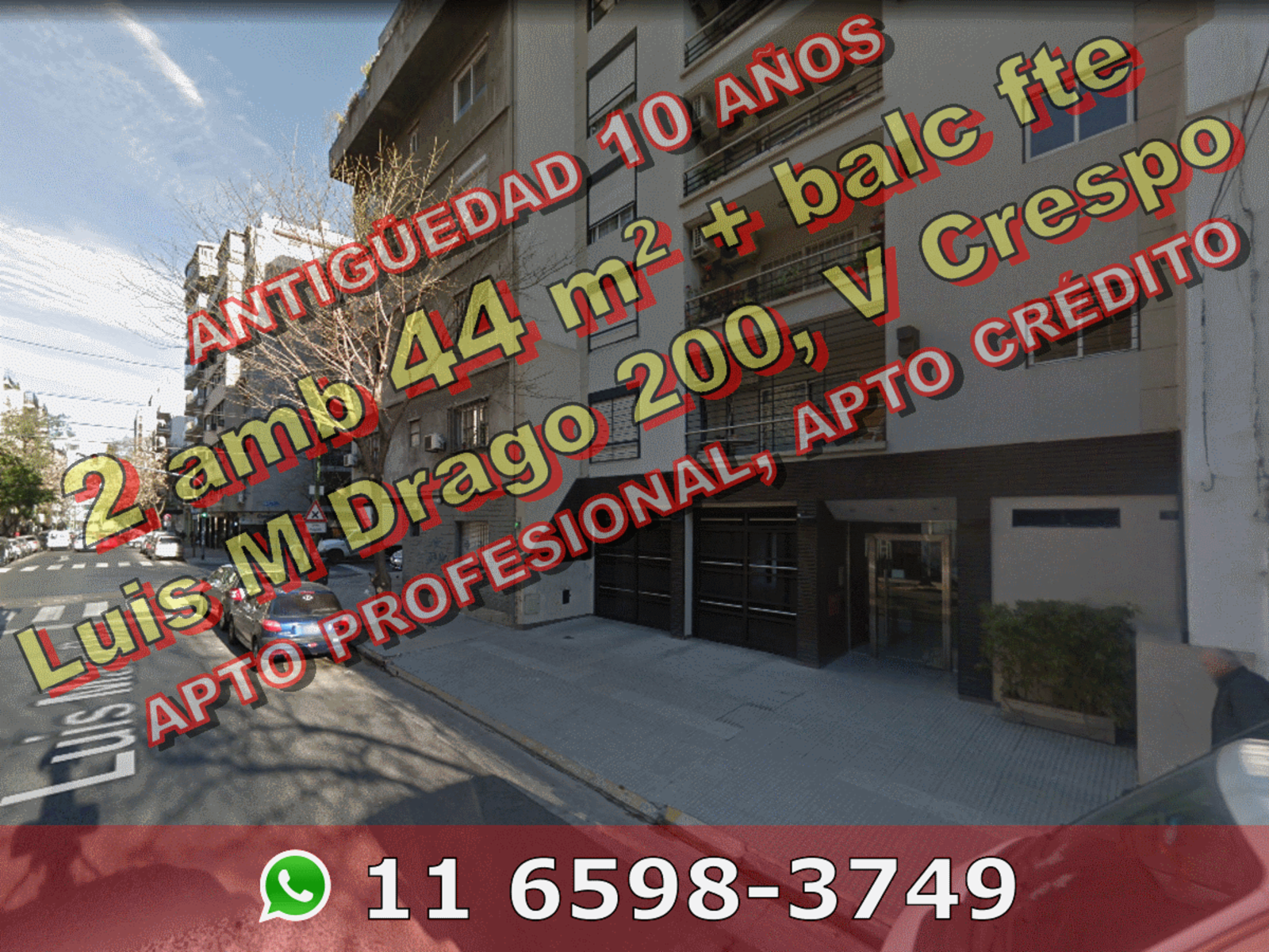 NUEVO PRECIO - Departamento en Venta en Villa Crespo 2 ambientes 44 m2 + balcón, al frente - Luis María Drago 200