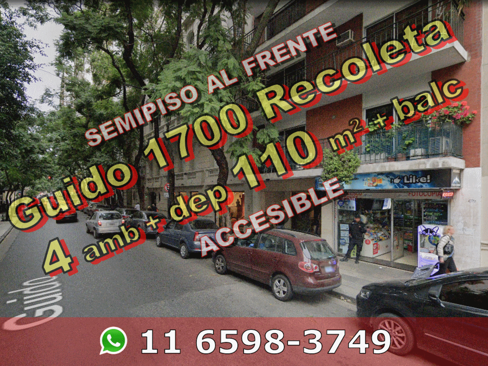 Departamento en Venta en Recoleta 4 ambientes + dependencia 110 m2 + balcón - Guido 1700