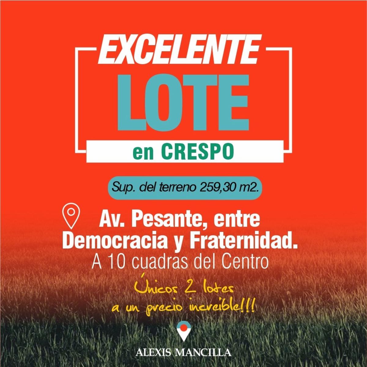 Loteo Malvinas Crespo E.R. Financiación propia.