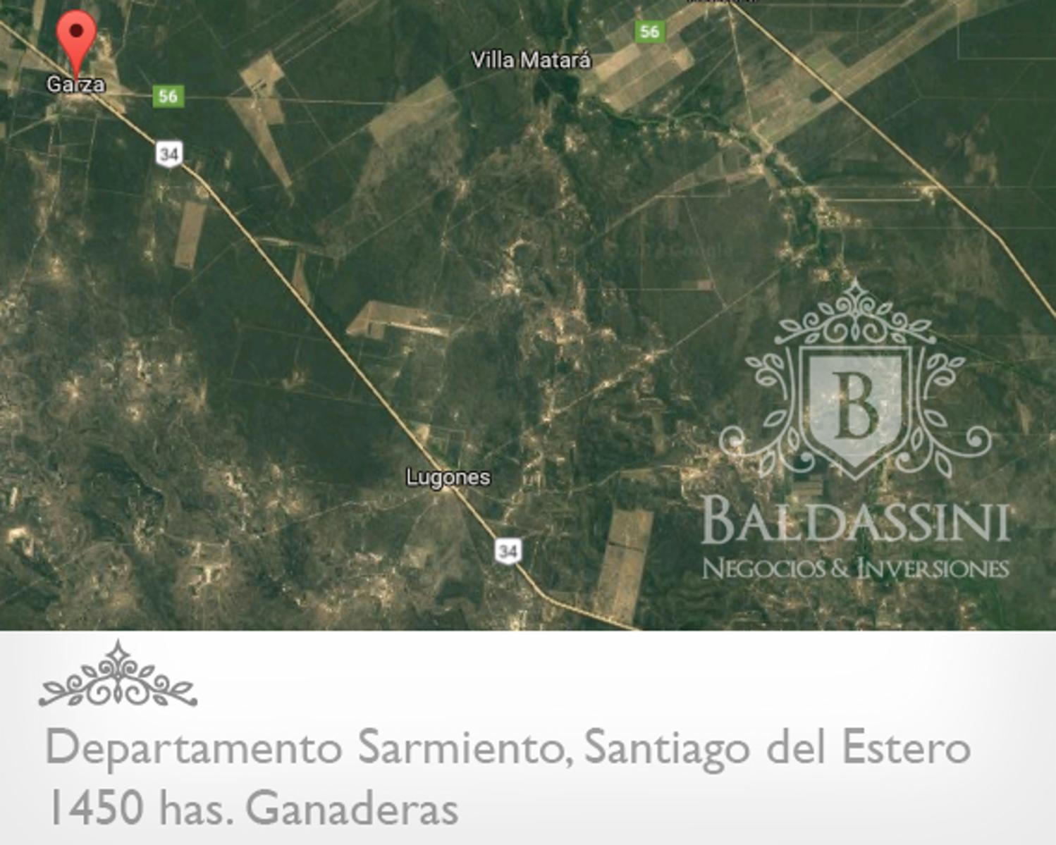 CAMPO GANADERO DE 1450 HAS ENTE GARZA Y LUGONES SOBRE LA RUTA 34 - GANADWERO - REPRESA - $ 3500 X HA