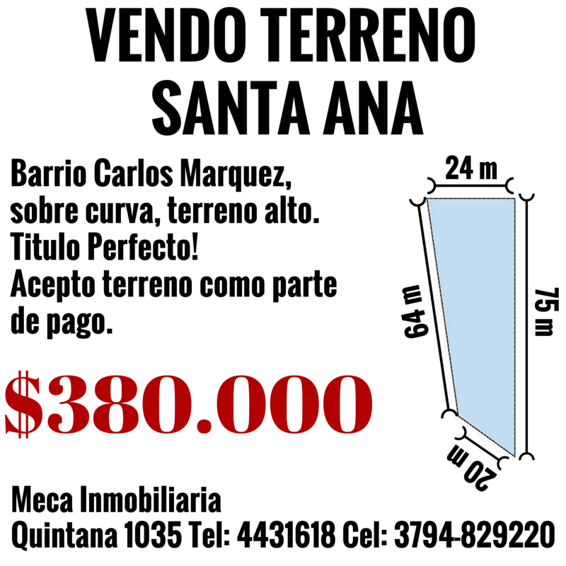 VENDO TERRENO SANTA ANA