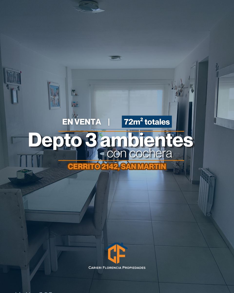 VENTA DE DEPARTAMENTO 3 AMBIENTES CON COCHERA EN EL CENTRO DE SAN MARTÍN