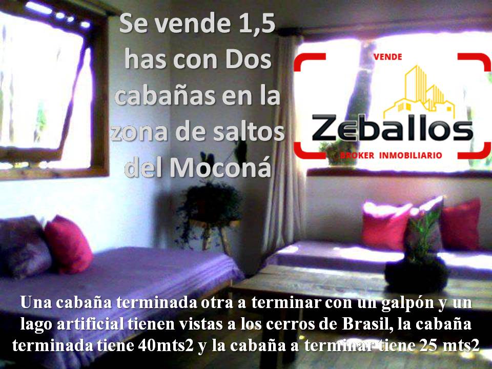 Se vende 2 cabañas en zona de saltos del mocona