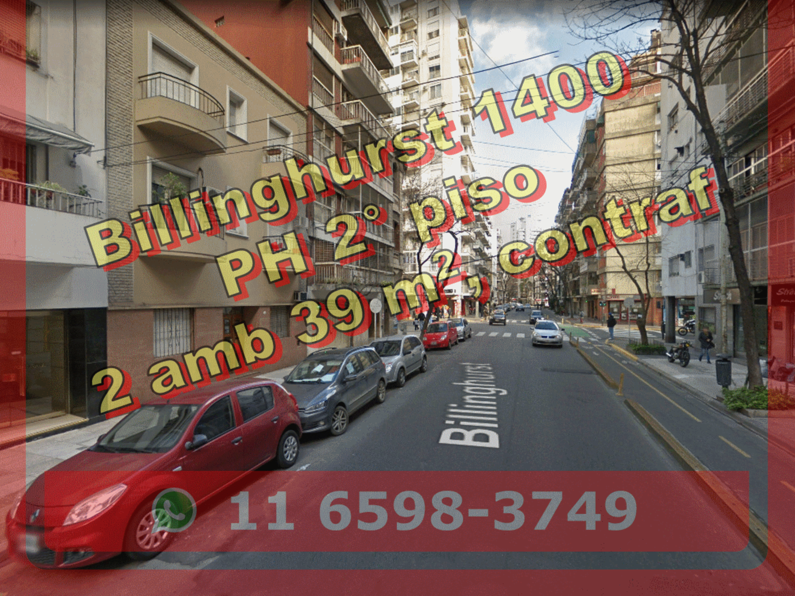 Departamento en Venta en Recoleta 2 ambientes 39 m2, contrafrente - Billinghurst 1400