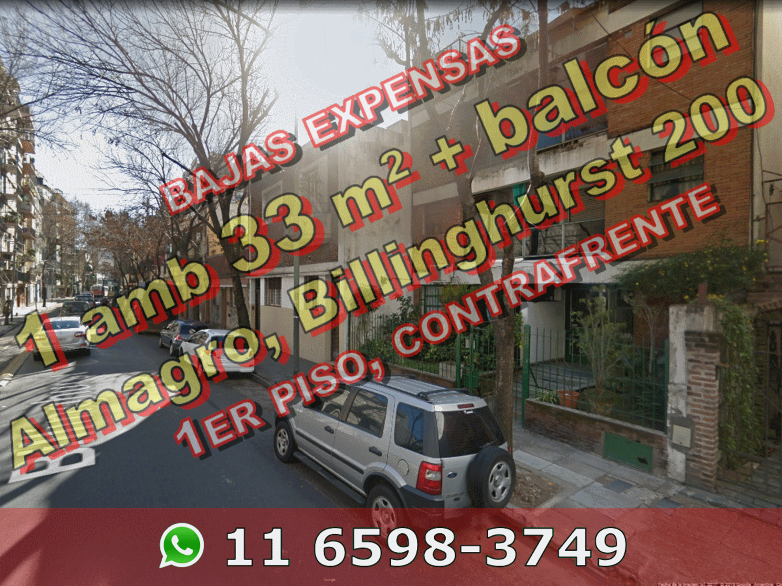 Departamento en Venta en Almagro 1 ambiente 33 m2 + balcón al contrafrente, 1er piso – Billinghurst 200