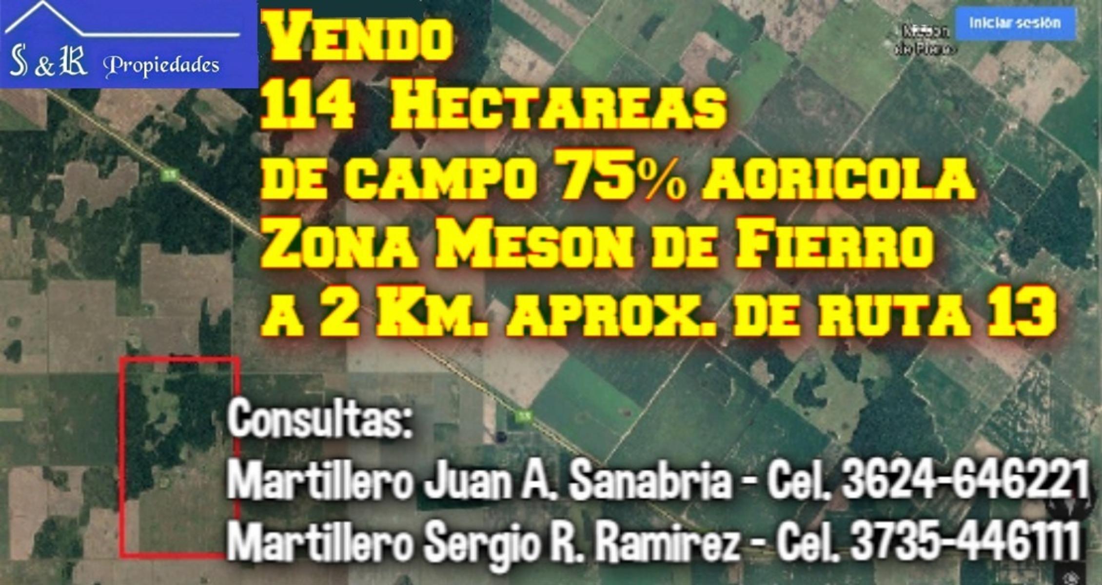 Se vende campo zona Mesón de Fierro- Chaco