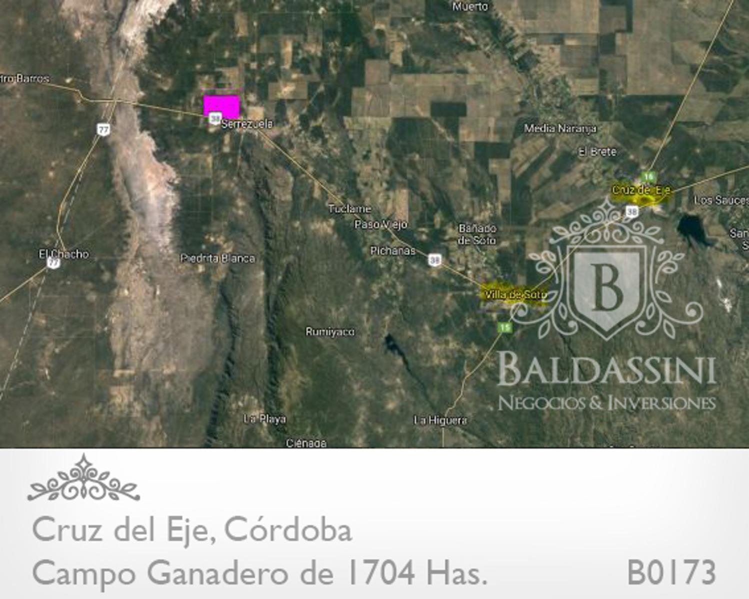 CAMPO DE 1704 HAS EN SERREZUELLA SOBRE RUTA 38 - BUENAS MEJORAS - AGUA MINERAL · Cruz del Eje — foto 7