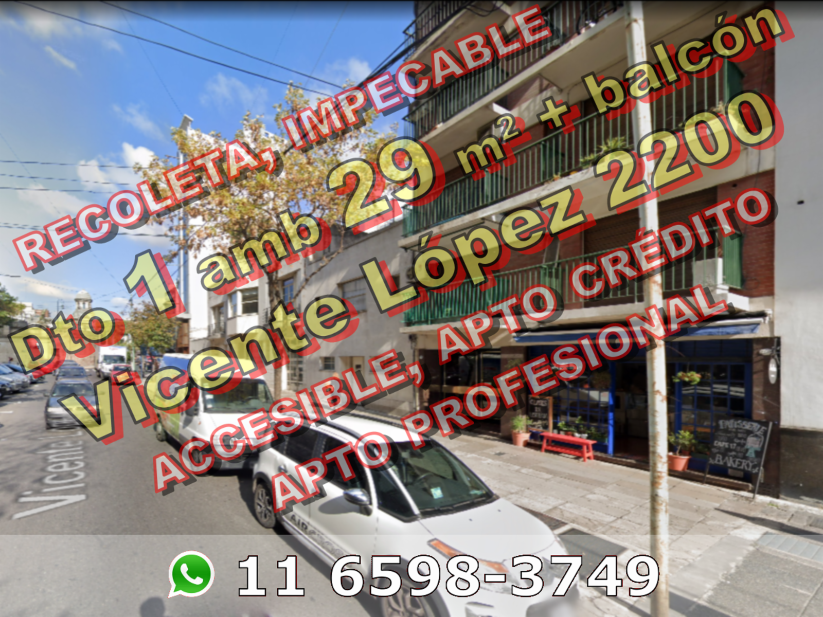 IMPECABLE - Departamento en Venta en Recoleta 1 ambiente 29 m2 + balcón, piso alto, muy luminoso - Vicente López 2200