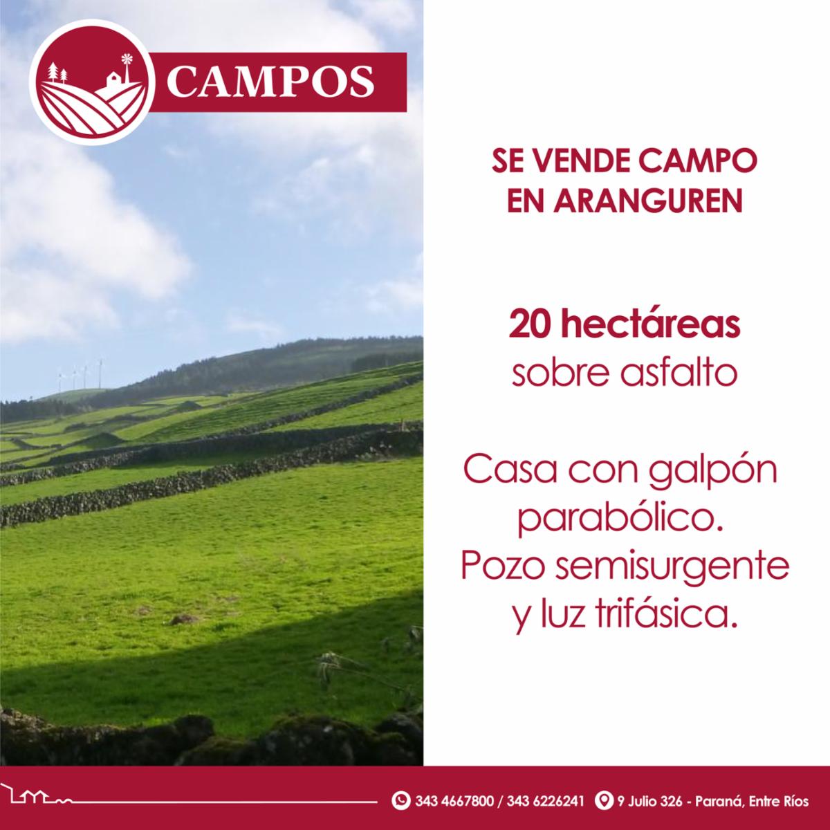 Se vende campo en Aranguren