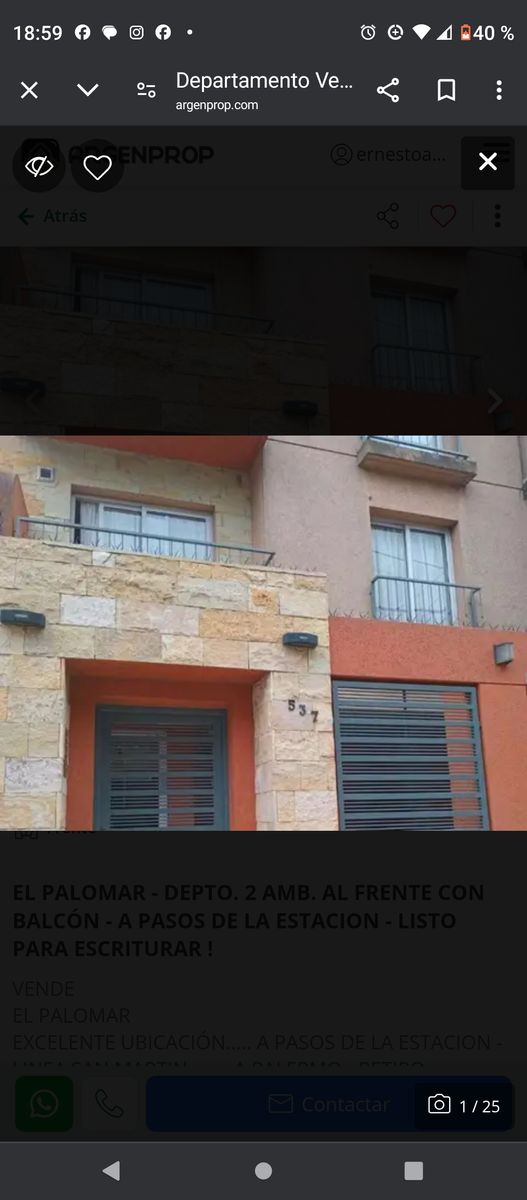 Depto 2 amb.al frente con balcon.El Palomar